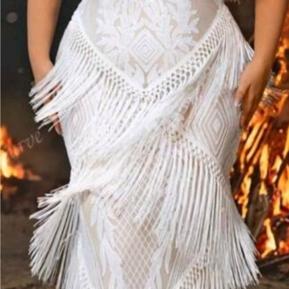 White Fringe Dress
